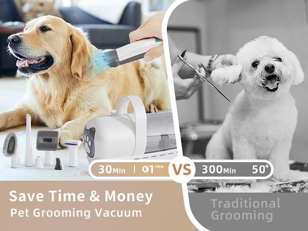 Pet Grooming Kit & Vacuum, Pet Clippers with 6 Pet Grooming Tools, Pet Grooming Vacuum for Dogs Cats Shedding Grooming