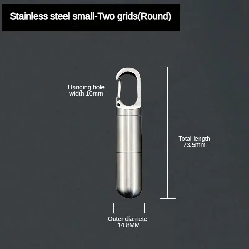 Portable Mini Stainless Steel Sealed Capsule Waterproof Pill Box Camping Firstaid Pendant Travel Outdoor Portable Pill Case