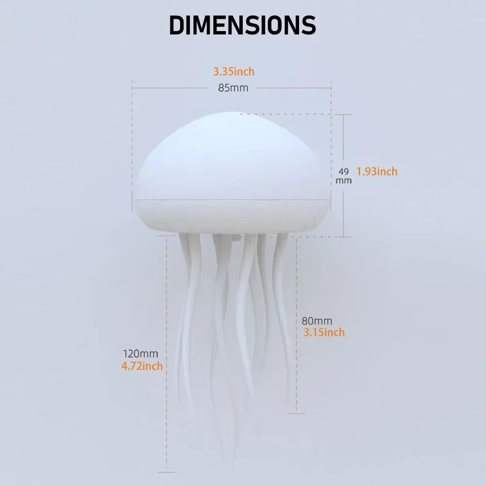 Cartoon Jellyfish Night Light RGB Gradient Cute Jellyfish Bedside Lamp Voice Control Type-C Charging LED Night Lamp