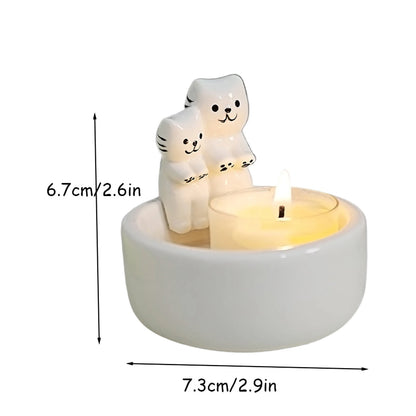 Kitten Candle Holder Cute Cat Candlestick Creative Aromatherapy Candle Holder Durable High Tempe Cartoon Candlestick Decoration