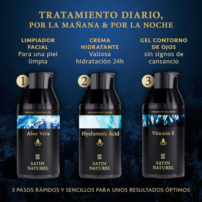 Regalos Originales Para Hombres - Regalo Del Dia De San Valentín Con Crema Hidratante Facial Hombre + Contorno De Ojos Hombre + Limpiador Facial Hombre 3X30Ml, Satin Naturel