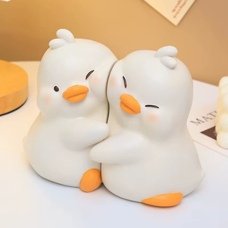 2Pcs Cute Ducks Book End Figurine Home Desk Living Decoration Resin Crafts Lovely Animal Statuette for Bedroom Accessories Gifts