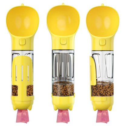 Portable Cat Dog Water Bottle Food Feeder Drinker Poop Dispenser 3 in 1 Leak-Proof Multifunctional Dog Water Bottle