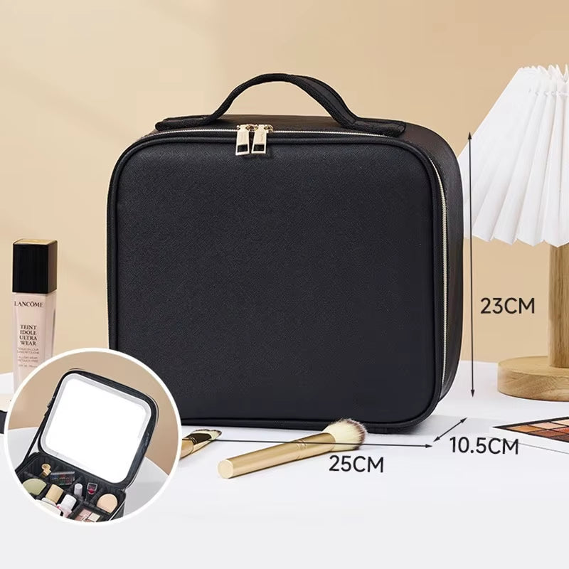 LED Cosmetic Case with Lights and Mirror Cosmetic Bag Large Capacity Premium Feeling Cosmetic Bag Luxury Makeup Bag