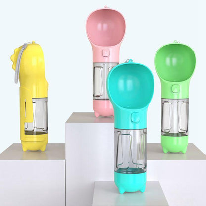 Portable Cat Dog Water Bottle Food Feeder Drinker Poop Dispenser 3 in 1 Leak-Proof Multifunctional Dog Water Bottle