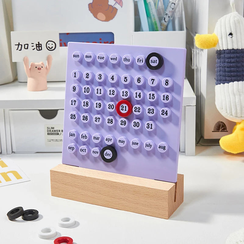 Ins Creative Time Perpetual Table Calendar Manual Acrylic Desk Calendario Home Decoration 3 Ring Date Record Gift Set