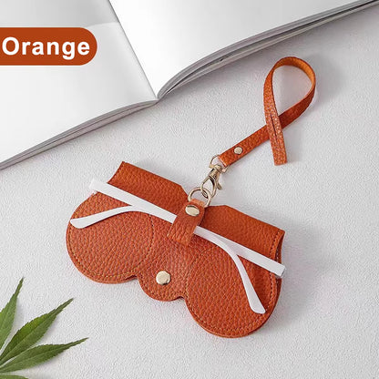 1Pc Litchi Embossed Glasses Cover Cute Hanging PU Leather Sunglasses Reading Glasses Storage Bag Portable Travel Eyewear Holder