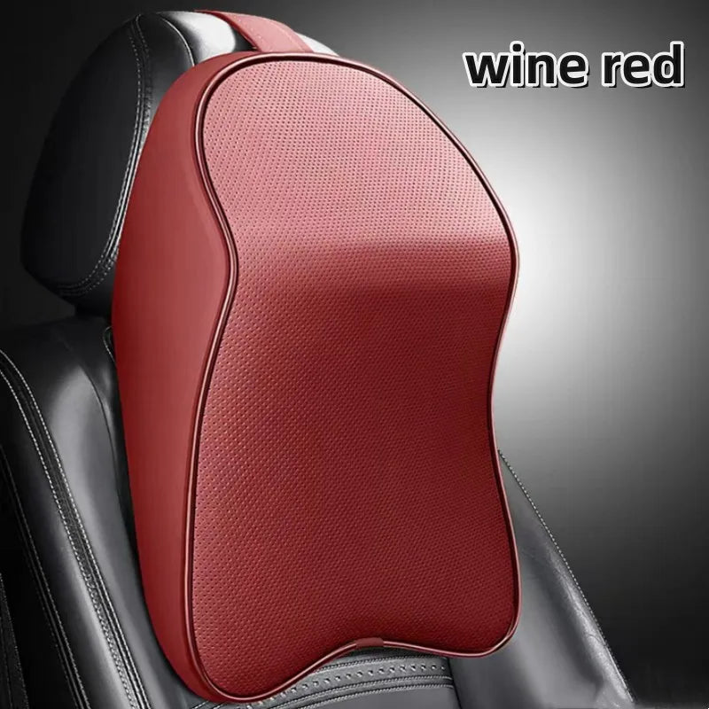 3D Nappa Leather Memory Foam Headrest Car Neck Pillow Support Neck Rest Pillow for Car Pain Relief Travel Neck Support