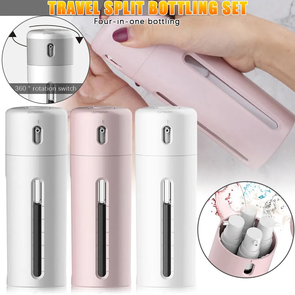 Travel Dispenser Split Bottle Shampoo Lotion Shower Gel Soap Bottle 4 in 1 Empty Sub-Bottle Press Container Bottles