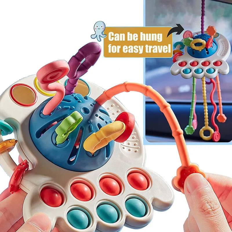 Baby Montessori Toys Pull String Sensory Toys Baby 6 12 Months Silicone Develop Teething Activity Toys for Kids Educational Toys