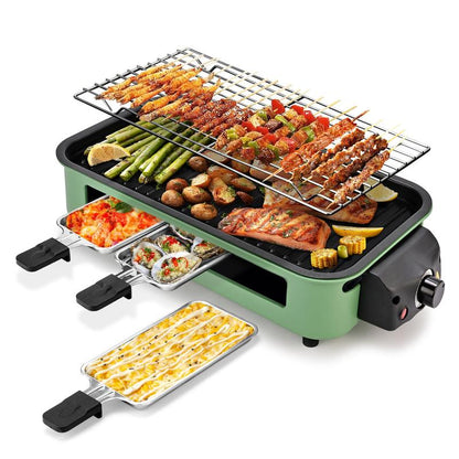 Pukomc Indoor Smokeless Grill, Fast Heating Safe Non-Stick Cooking Removable Grill Pan, Portable Korean Electric Grill with Removable Temperature Control, Dishwasher Safe, 1500 Watt