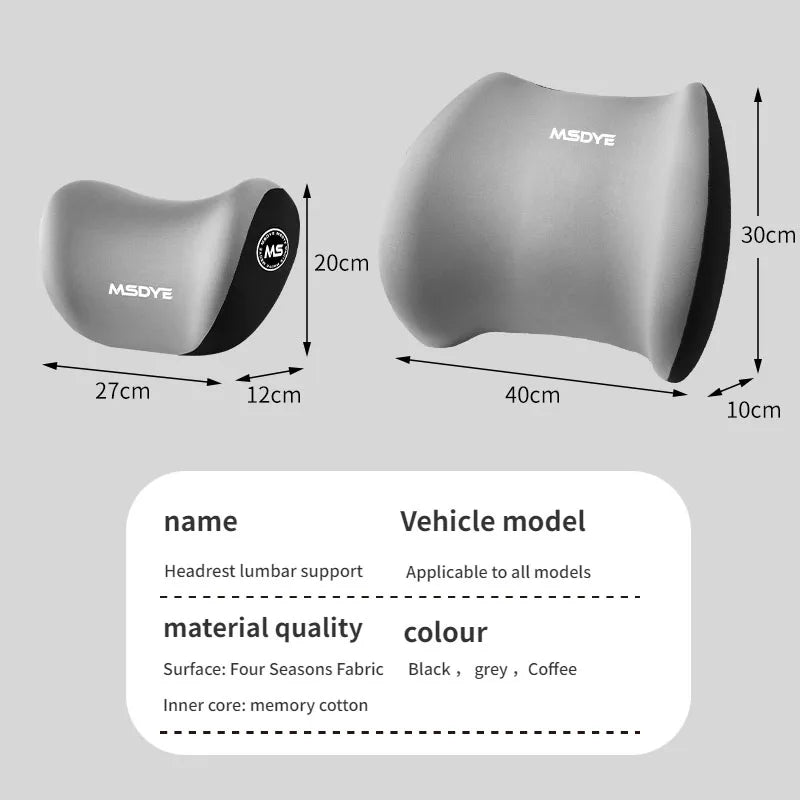 Car Headrest/Lumbar Support Car Neck Pillow Waist Cushion Driver Seat Backrest Car Cushion Driving Lumbar Support Waist Support