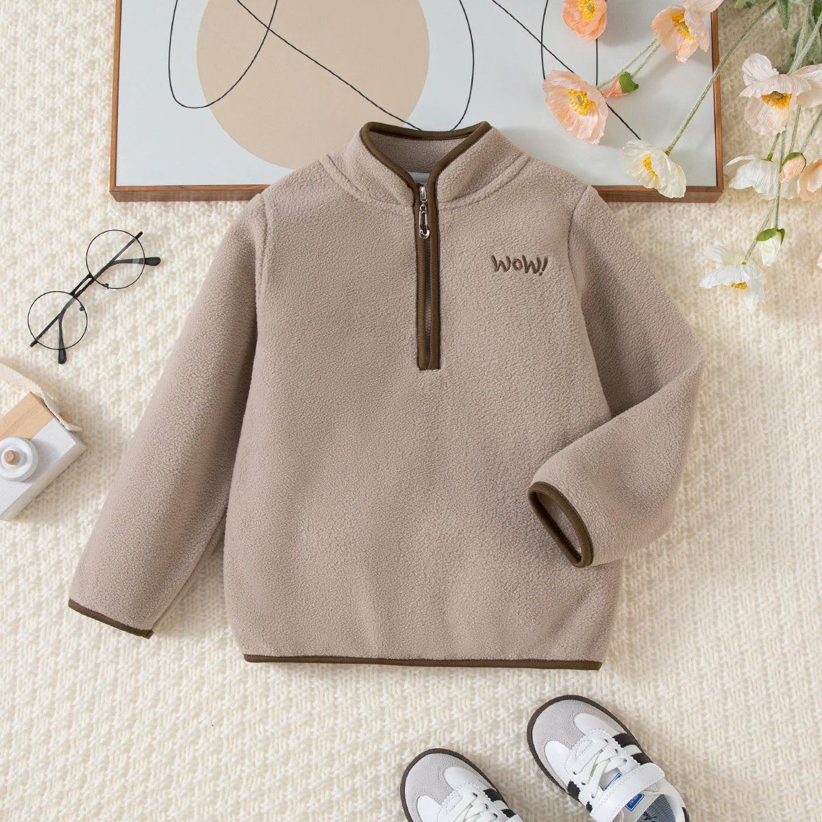 Boys Sweatshirt Half Zipper Hoodie Letter Print Casual Sport Autumn Winter Long Sleeve Small Stand Collar Fashion Outerwear