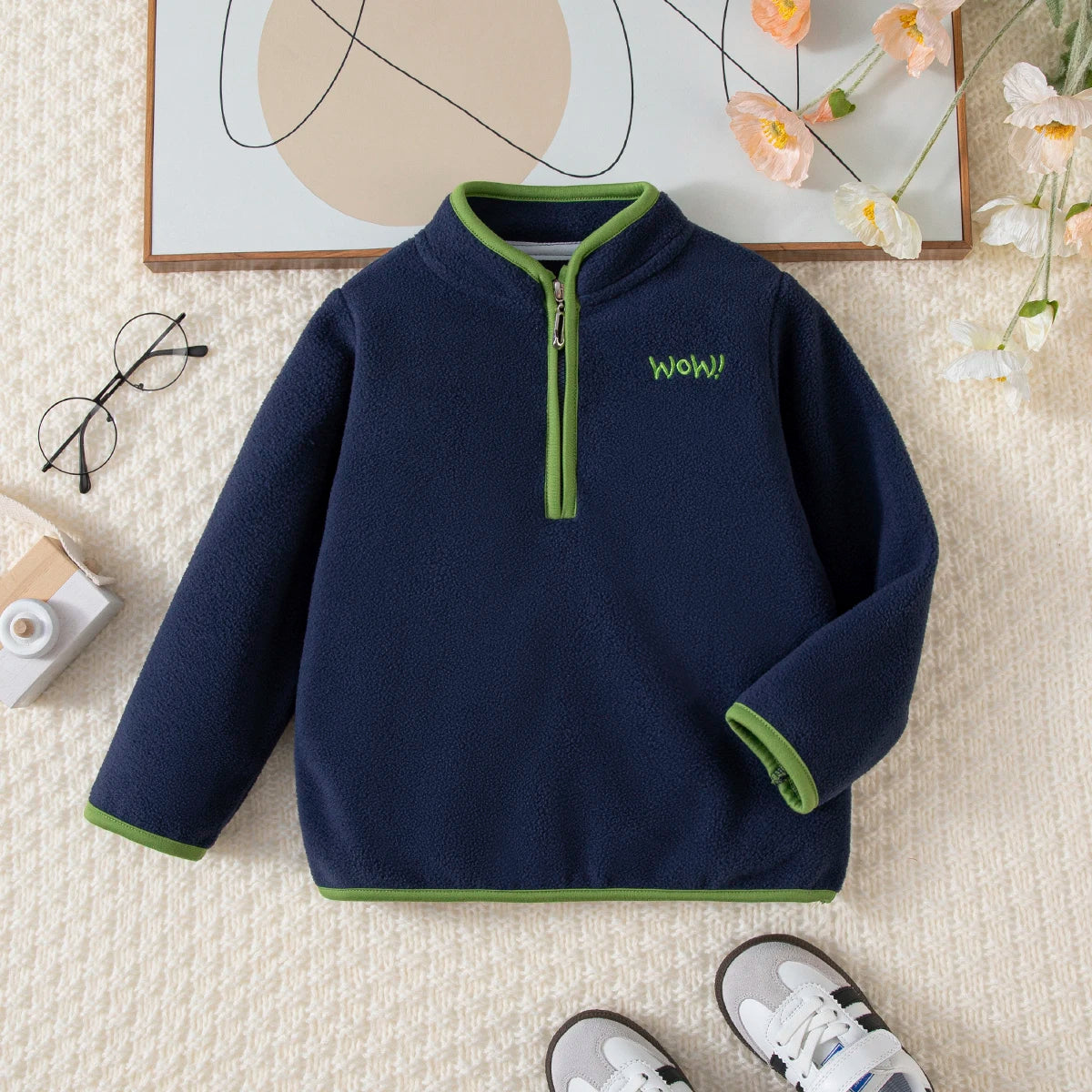 Boys Sweatshirt Half Zipper Hoodie Letter Print Casual Sport Autumn Winter Long Sleeve Small Stand Collar Fashion Outerwear