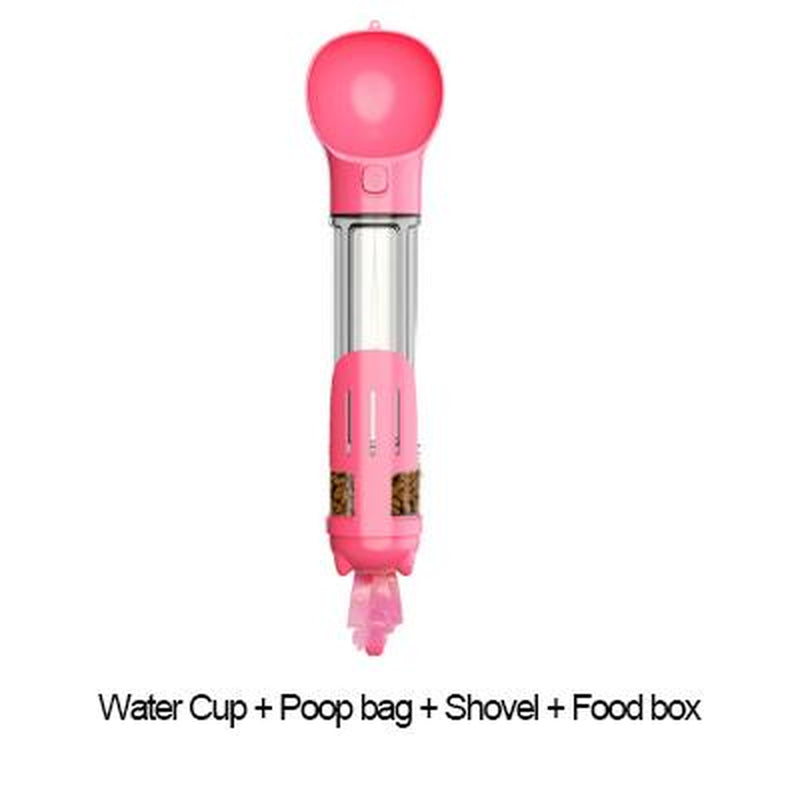 Portable Cat Dog Water Bottle Food Feeder Drinker Poop Dispenser 3 in 1 Leak-Proof Multifunctional Dog Water Bottle