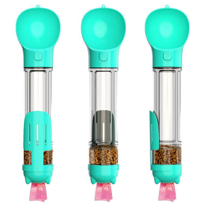 Portable Cat Dog Water Bottle Food Feeder Drinker Poop Dispenser 3 in 1 Leak-Proof Multifunctional Dog Water Bottle