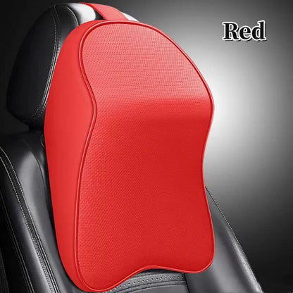 3D Nappa Leather Memory Foam Headrest Car Neck Pillow Support Neck Rest Pillow for Car Pain Relief Travel Neck Support