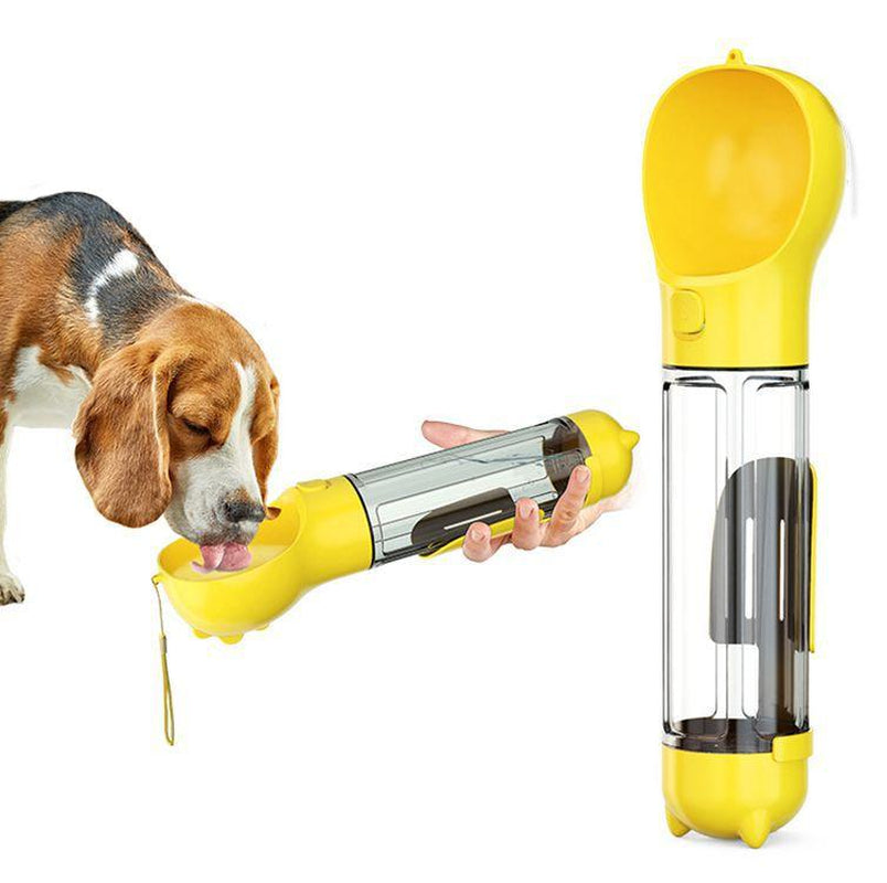 Portable Cat Dog Water Bottle Food Feeder Drinker Poop Dispenser 3 in 1 Leak-Proof Multifunctional Dog Water Bottle