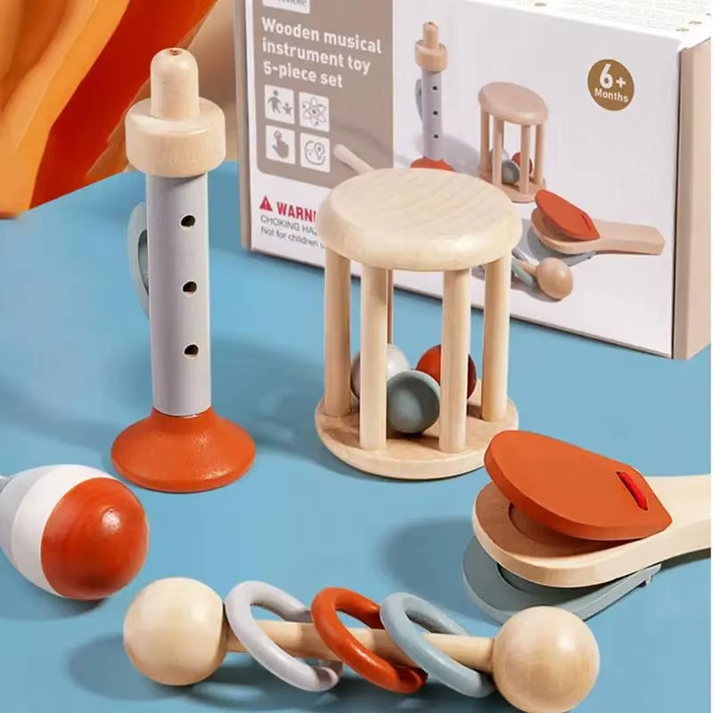 Baby Musical Instruments Wooden Toys Montessori Percussion Instruments Drut Set with Xylophone Preschool Educational Kids Gifts