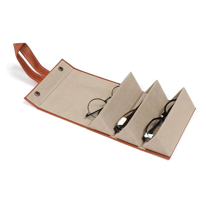 Portable Glasses Organizer 2/3/4/5/6 Multi-Slot Eyeglasses Storage Display Travel Folding Sunglasses PU Leather Case