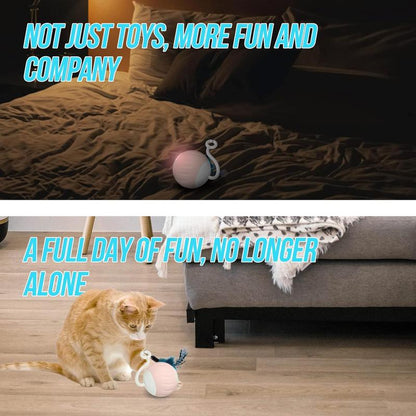 Turbo Tail Cat Toy Interactive Cat Balls Cat Toys for Indoor Cats, Turbo Tail Mouse Cat Toy with LED Rainbow Lights Feathers & USB Charging Cable, Touch Control and Sound Control Smart Cat Ball Toy Exercise Toy Automatic Motion Activate Pettoys