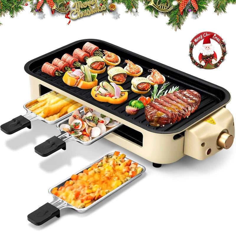 Pukomc Indoor Smokeless Grill, Fast Heating Safe Non-Stick Cooking Removable Grill Pan, Portable Korean Electric Grill with Removable Temperature Control, Dishwasher Safe, 1500 Watt