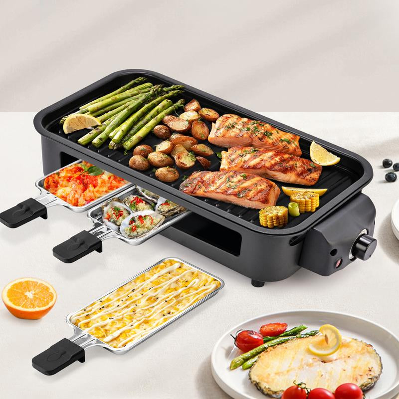 Pukomc Indoor Smokeless Grill, Fast Heating Safe Non-Stick Cooking Removable Grill Pan, Portable Korean Electric Grill with Removable Temperature Control, Dishwasher Safe, 1500 Watt