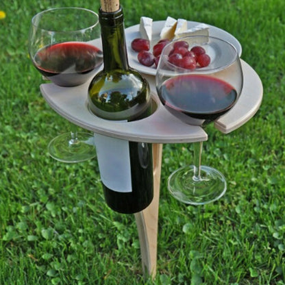 Portable Outdoor Wine Table Folding Outdoor Picnic Wine Table Mini Wooden round Desktop Travel Beach Garden Furniture Sets