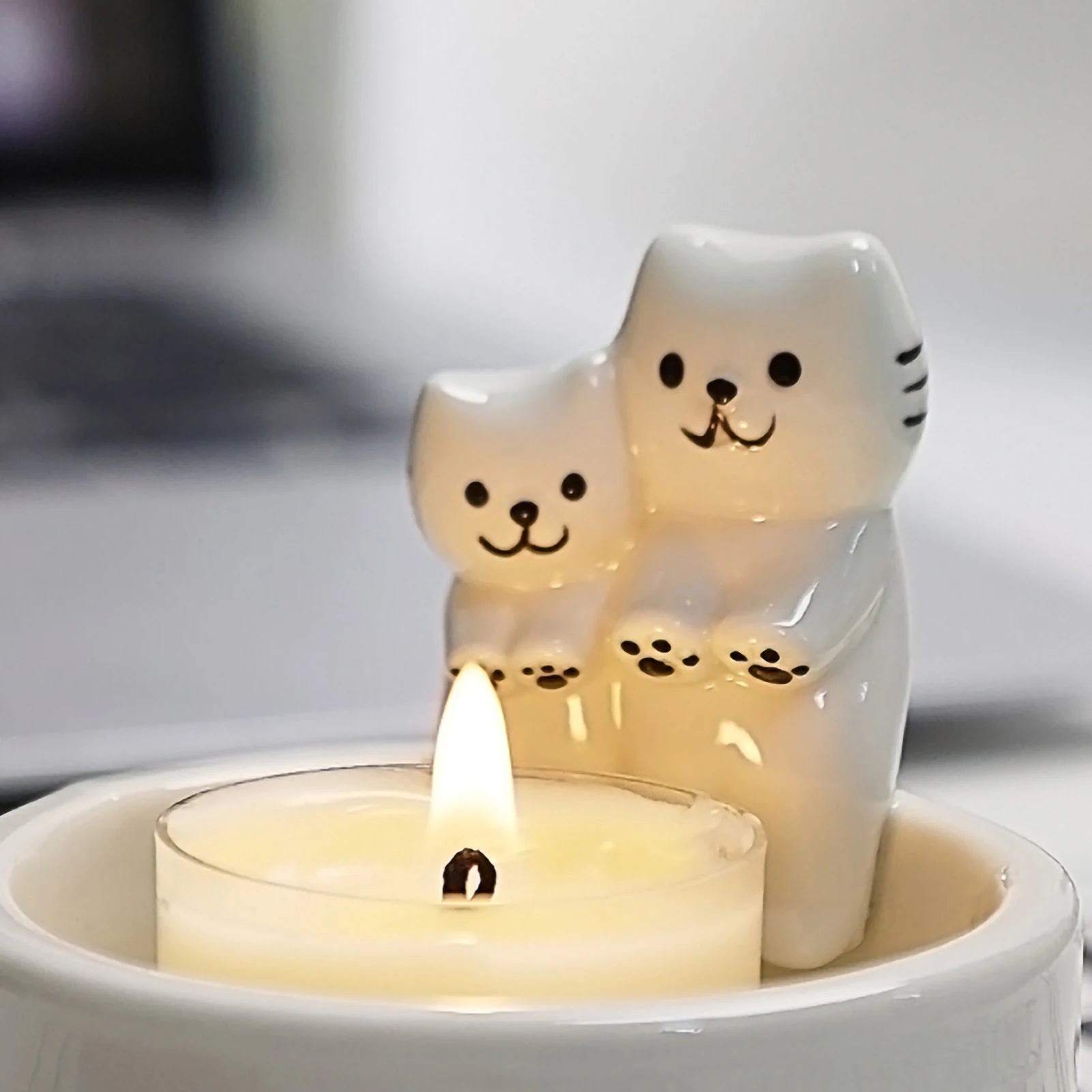 Kitten Candle Holder Cute Cat Candlestick Creative Aromatherapy Candle Holder Durable High Tempe Cartoon Candlestick Decoration