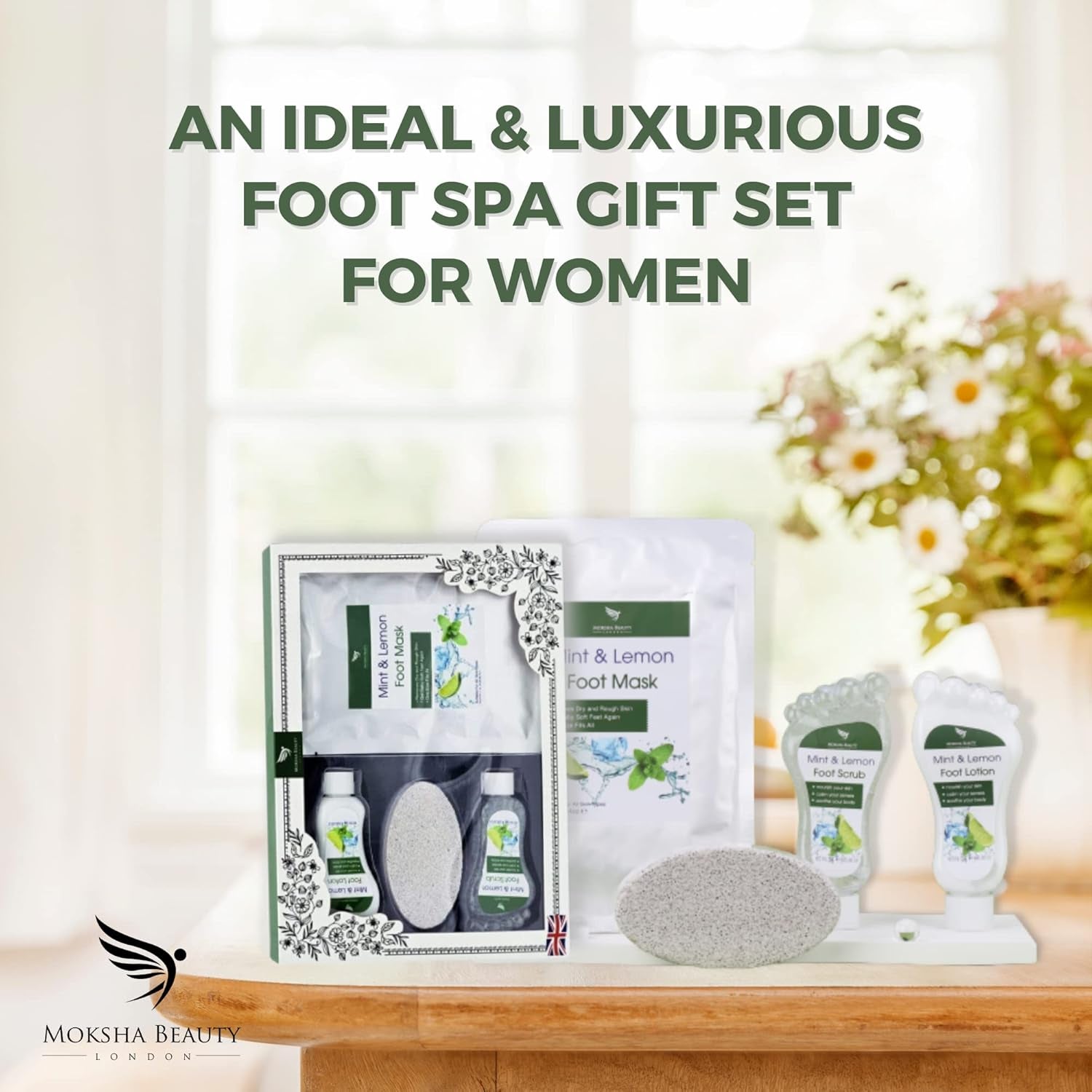 Set Regalo Mujer Juego De Regalo De Pedicura Para El Cuidado De Los Pies - Caja Spa Para Mimar Tus Pies | Exfoliante Para Pies De Menta Y Limón, Loción Para Pies, Máscarilla Para Pies, Piedra Pómez