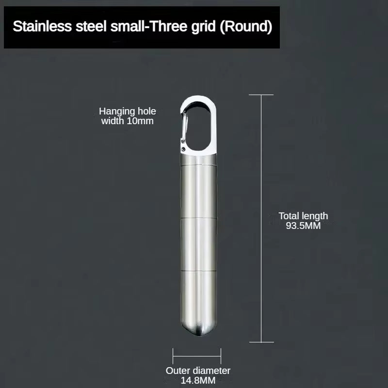 Portable Mini Stainless Steel Sealed Capsule Waterproof Pill Box Camping Firstaid Pendant Travel Outdoor Portable Pill Case