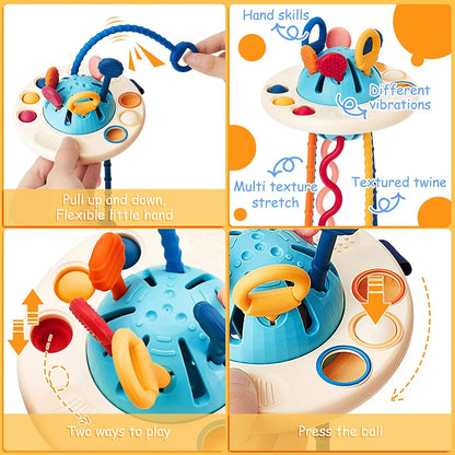 Baby Montessori Toys Pull String Sensory Toys Baby 6 12 Months Silicone Develop Teething Activity Toys for Kids Educational Toys