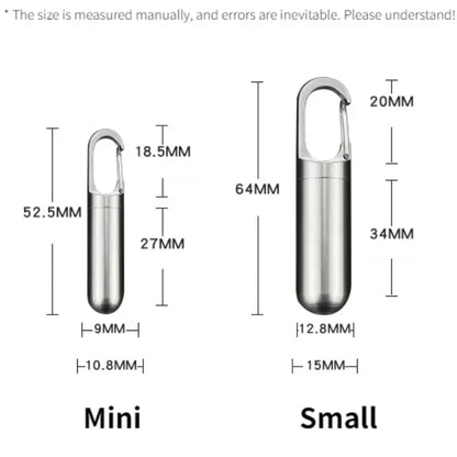 Portable Mini Stainless Steel Sealed Capsule Waterproof Pill Box Camping Firstaid Pendant Travel Outdoor Portable Pill Case