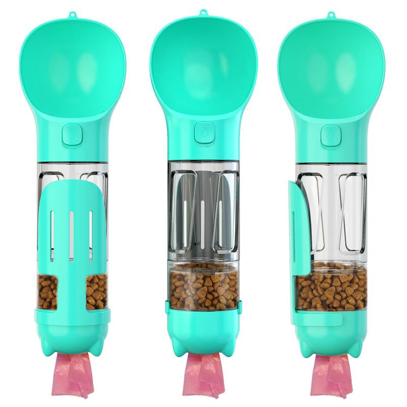 Portable Cat Dog Water Bottle Food Feeder Drinker Poop Dispenser 3 in 1 Leak-Proof Multifunctional Dog Water Bottle